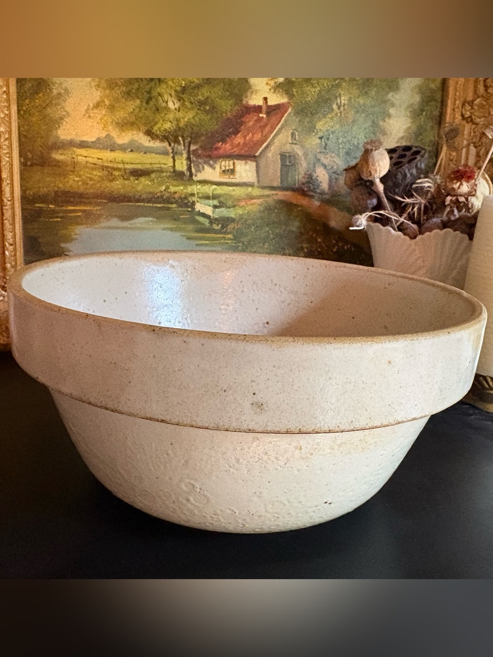 VTG Neutral Hue Salt Glazed Stoneware Mixing Bowl 10-1/4 in Diameter